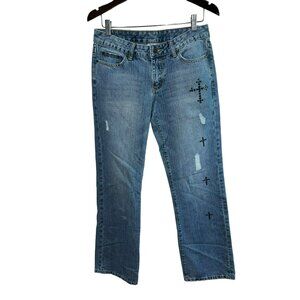 Ivy Jane Studded Cross Embellished Jeans Straight Leg Size 6